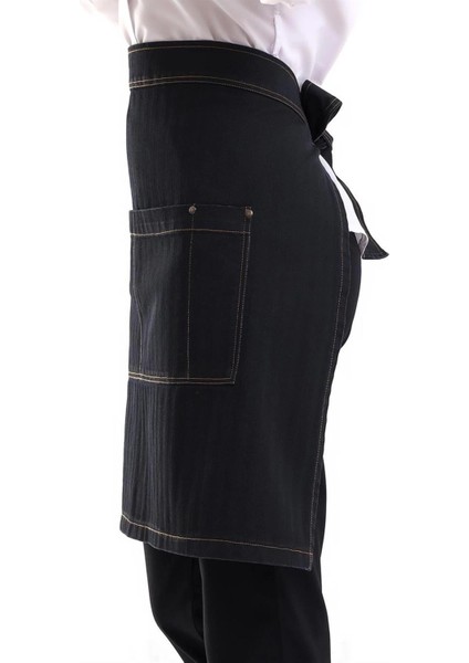 Bel Önlük Kot Çift Cepli - Siyah fırsatları