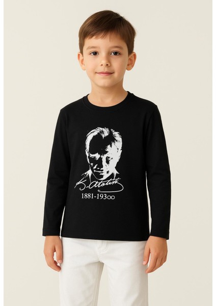 Gala Atatürk Baskılı Uzunkol Ünisex Çocuk Tişört