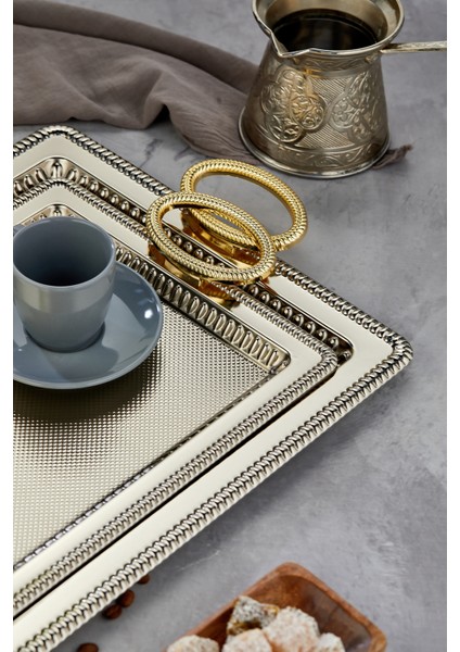 Dikdörtgen Model Lüx Metal 2’li Sunum Tepsisi – Altın Kulplu Şık Çay Tepsisi, Kahve ve Nişan Sunum Tepsisi Seti (35X25 cm ve 44X32 Cm) indirimleri