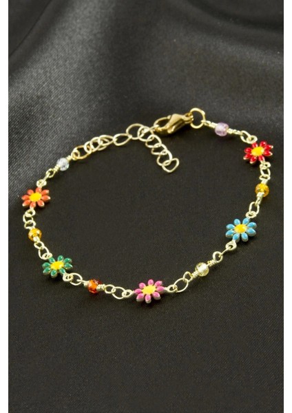 Buğz Papatya Mineli Çelik Bileklik