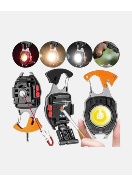 Buğz Mini LED Anahtarlık Fener – Şişe Açacağı, Tornavida, Düdük ve USB Şarj Özellikli fiyatları