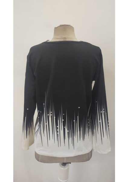 Kadın V Yaka Dantel Desen Modal Kumaş Bluz fırsatları