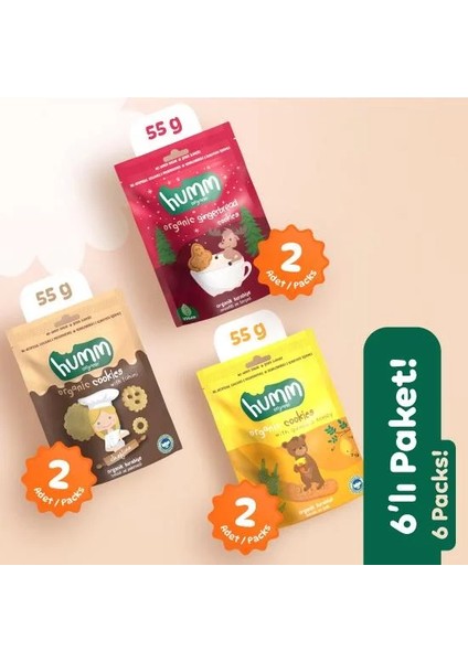 Buğz Humm Organik Kurabiye 6'lı Set (Tahinli ve Pekmezli & Zencefilli ve Tarçınlı & Ballı ve Kinoalı) fiyatları