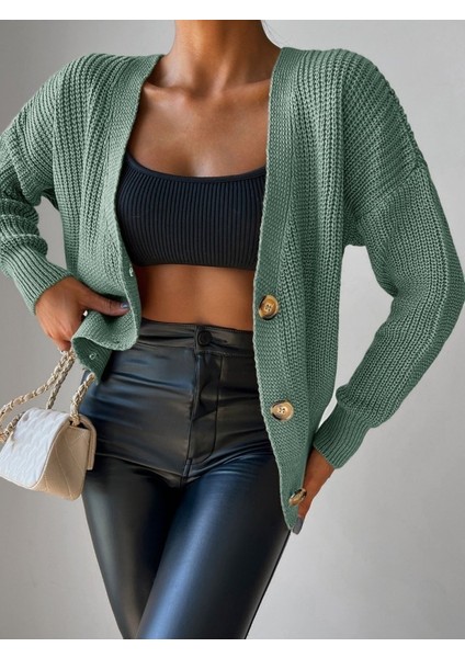 Kadın Düğme Detay Triko Hırka modelleri