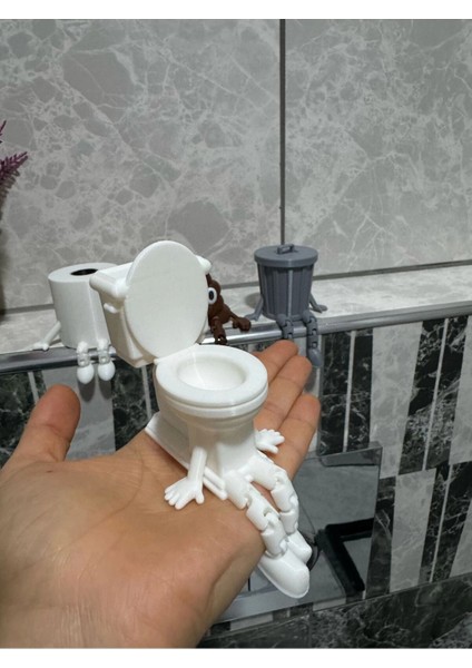 4'lü Eğlenceli Banyo Dekoratif Figür Seti /tuvalet Kağıdı, Kaka Emojisi, Çöp Kovası, Klozet Aksesua