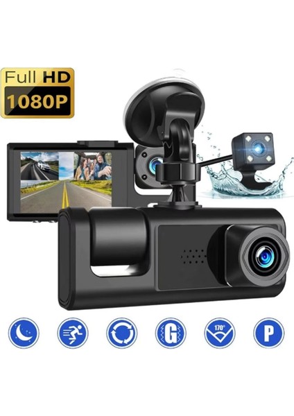 S-1 1080P Araç Içi Kamera 3 Kameralı ( Ön Görüş - Geri Görüş - Iç Görüş ) Gece Görüşlü