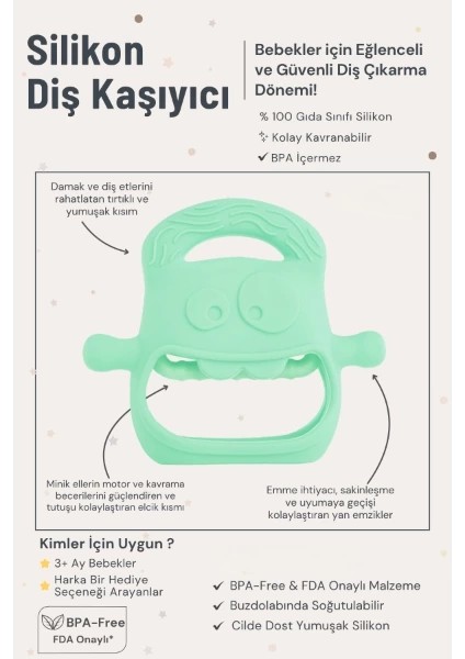 Açık Yeşil Bebek Silikon Diş Kaşıyıcı fırsatları