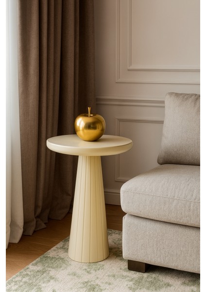 Doğal Ahşap Krem Mantar Sehpa – Masif Malzemeden Tekli Yan Sehpa modelleri