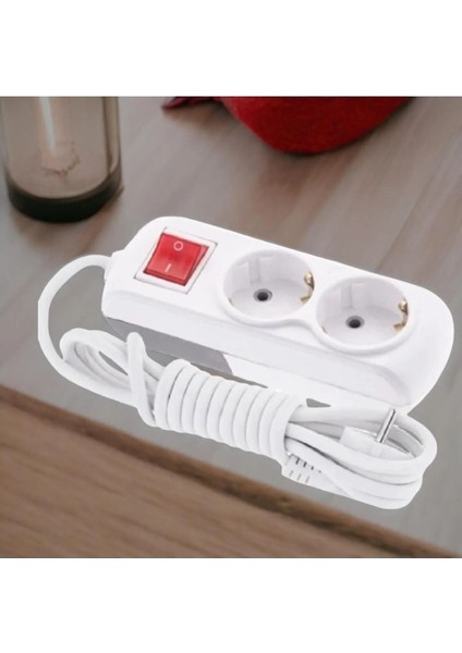 Kablolu 2'li Grup Priz Fiş 10 Metre Topraklı Anahtarlı Düğmeli Çoklu Çoğaltıcı Asmalı Uzatma fırsatları