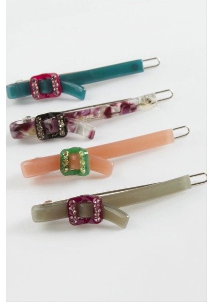 Kare Taşlı Klipsli Toka