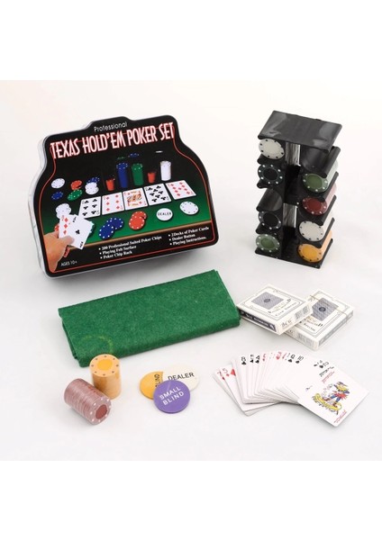 Buğz 200 Chip ve 2 Adet Iskambil Kağıt Setine Sahip Poker Oyunu ALK2601