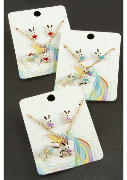 Tavşan Mineli Set Kolye