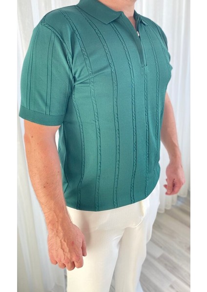 Fermuarlı Polo Yaka Triko