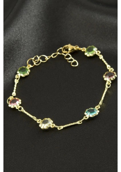 Buğz Yuvarlak Kristal Taşlı Çelik Bileklik