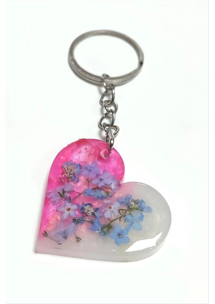 Unutmabeni Çiçeği Kalp Epoksi Anahtarlık