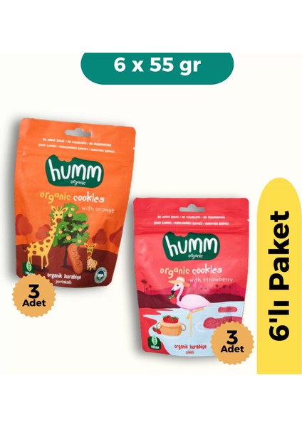 Buğz Humm Organik Kurabiye 6'lı Set (Portakallı & Çilekli)