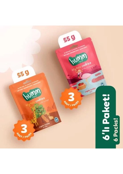 Buğz Humm Organik Kurabiye 6'lı Set (Portakallı & Çilekli) fiyatları