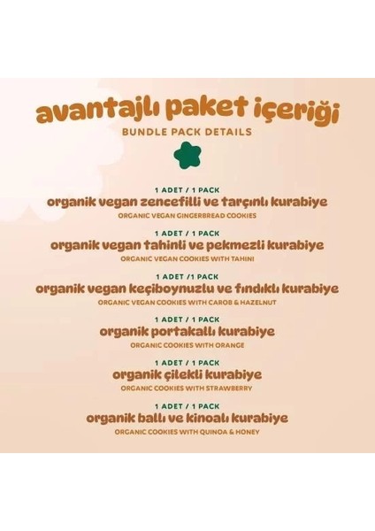 Buğz Humm Organik Kurabiye 6'lı Set (Tahinli ve Pekmezli & Zencefilli ve Tarçınlı & Portakallı & Keçiboynuzlu ve Fındıklı & Ballı ve Kinoalı & Çilekli) fırsatları