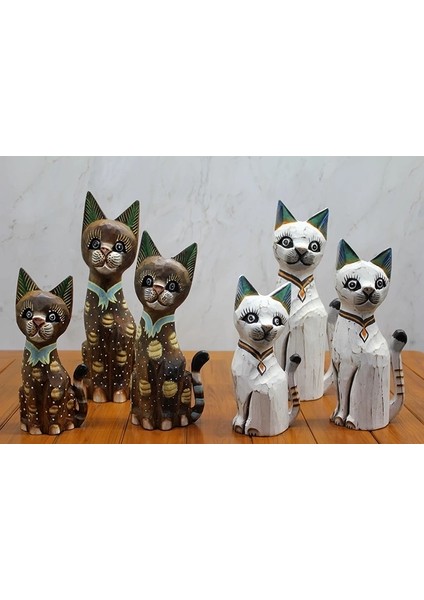 Buğz Ahşap 3'lü Kedi Seti 30 cm Okas:2
