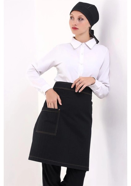 Bel Önlük Kot Tek Cepli - Siyah