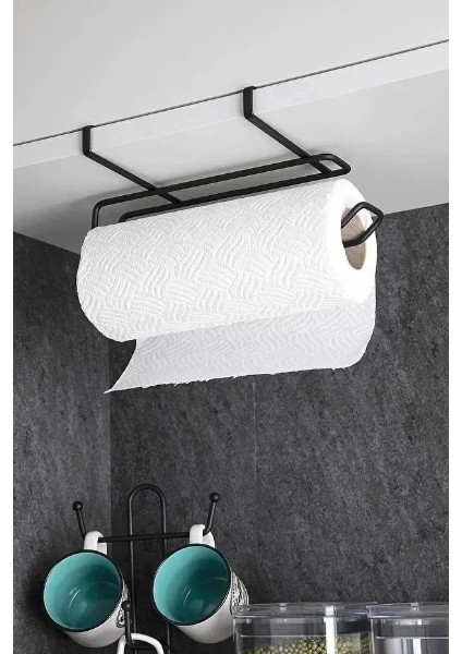 Siyah Dolap Içi Kağıt Havluluk Askı