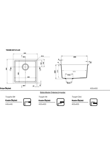 Steep 40X40 Krem Granit Mutfak Eviyesi fiyatları