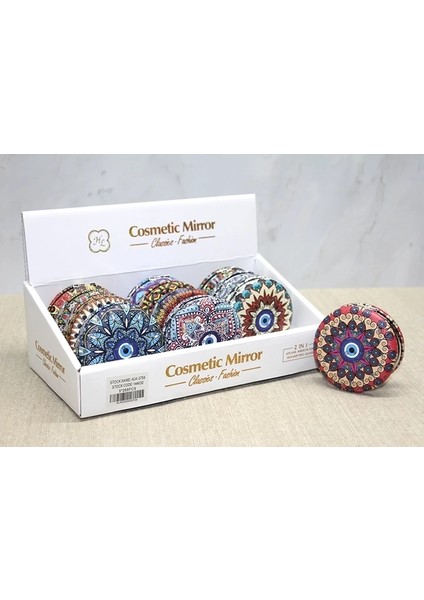 Buğz Taşlı Yuvarlak El Aynası Kalın ALK3759