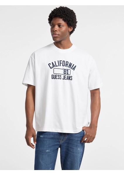 Jeans Erkek Beyaz Oversize Fit T-Shirt M5YI52K8HM0-G011