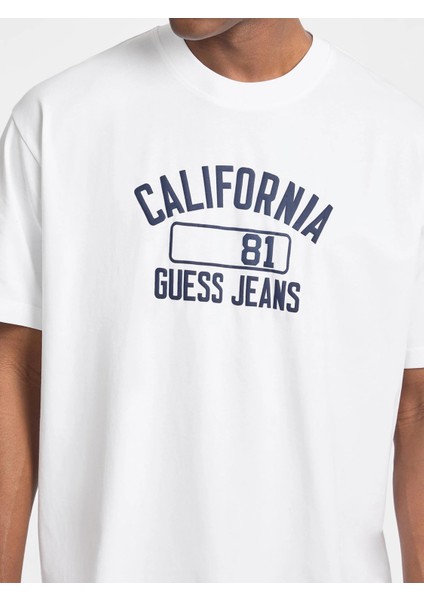 Jeans Erkek Beyaz Oversize Fit T-Shirt M5YI52K8HM0-G011 fırsatları