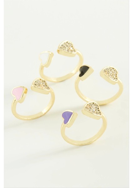 Kalp Taşlı Mineli Eklem Yüzük