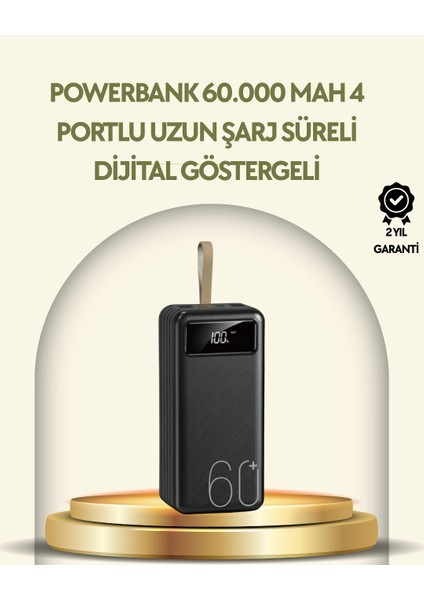 Tüm Cihazlarla Uyumlu LED Fenerli 4 Çıkışlı Powerbank