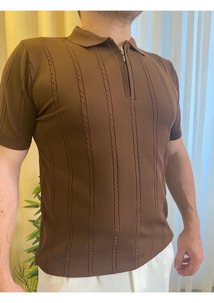 Fermuarlı Polo Yaka Triko