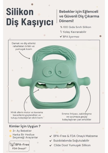 Koyu Yeşil Bebek Silikon Diş Kaşıyıcı modelleri