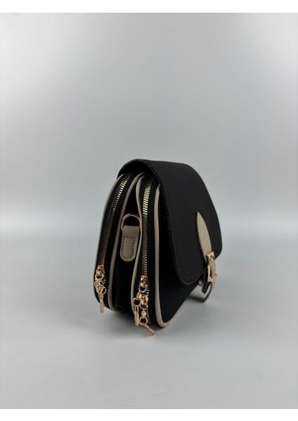 Kadın Kumaş Siyah Tokalı Kapaklı Şık Mini Boy El ve Omuz Çantası modelleri