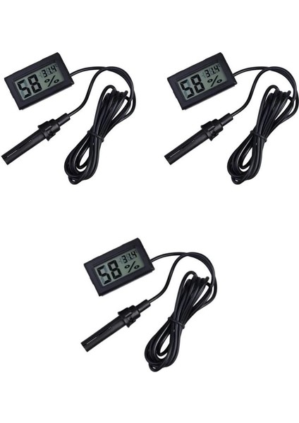 3 Adet Dijital Ekran Sıcaklık ve Nem Ölçer - Termometre Higrometre Kuluçka