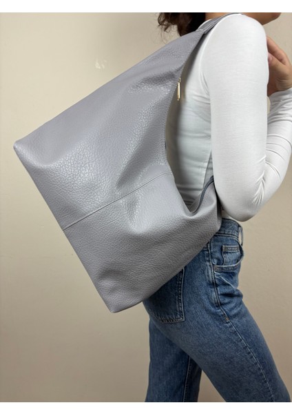 Kadın Suni Deri Bej Kapitone Dokulu Maxi Boy Omuz Çantası modelleri