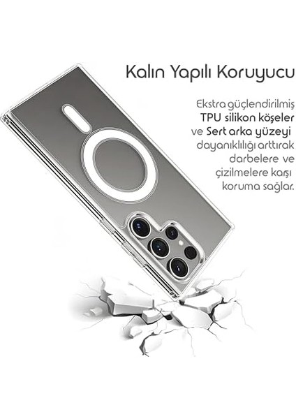 Galaxy S24 Ultra Için Şeffaf Kılıf Aksesuarları ile Uyumlu Arkası Sert Pc Köşeleri Tpu Darbe Emici Silikon Sararmaya Dayanıklı Kalın Koruyucu Güçlü Manyetikli Hybrid Kılıf fiyatları