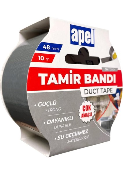 Tamir Bandı (Duct Tape) Askılı Karton 48 mm x 10 M Gri