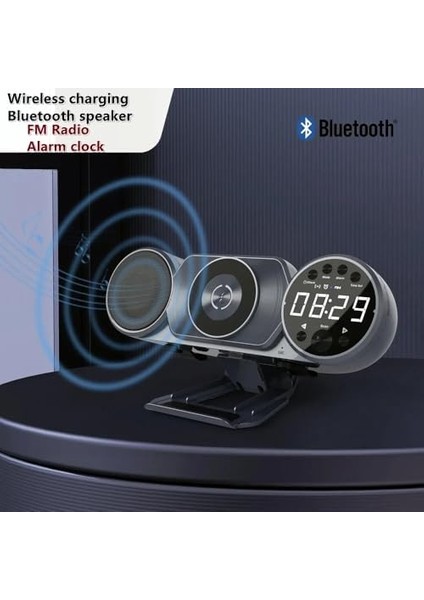 Çift Telefon Şarj Desteği USB Kablosuz Şarjlı Hoparlör Çok Fonksiyonlu Fm Radyo Çalar Saat Bluetooth 5.1 Rgb Gece Lambası Müzik Kutusu 1200MAH Pil Kapasitesi WD-100 modelleri