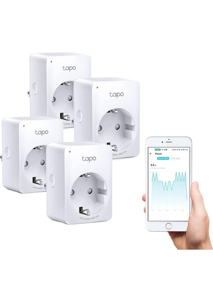 P110 4-Pack, Enerji Izleme, Amazon ve ile Çalışır, Uzaktan Kontrol, Cihaz Paylaşımı, Hub Gerekmez, Mini Akıllı Wi-Fi Soketi