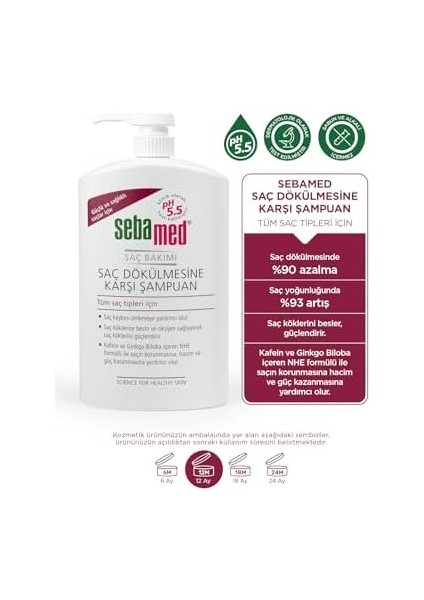 Sebamed Saç Dökülmesine Karşı Güçlendirici Etkili Kafein ve Ginkgo Biloba Içerikli Şampuan 1000 ml modelleri