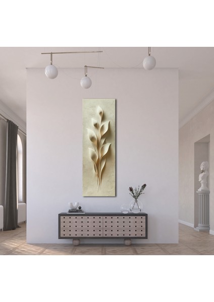 Panoramik Kabartma Doku Yaprak Motifli Minimal Kanvas Tablo – Dikey Bej Tonlarında Modern Duvar Dekoru indirimleri