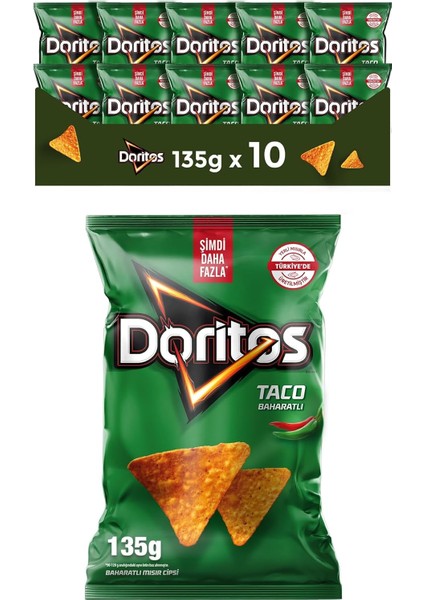 Doritos Taco Baharatlı Mısır Cipsi Süper Boy 135 G x 10 Adet