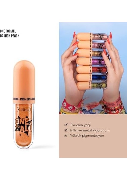 Callista One For All 04 Rich Peach Eyes & Lips & Cheeks Likit Göz Farı modelleri