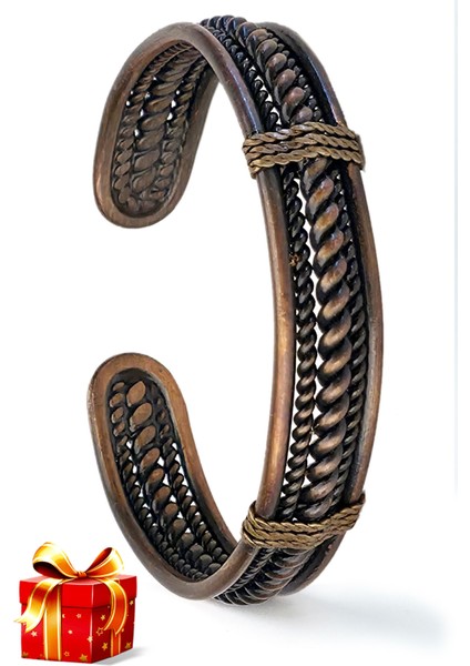 El Yapımı Ayarlanabilir Burgulu Saf Bakır Bileklik , Bakır Bilezik BB-330