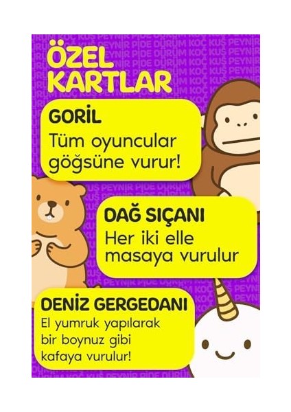 Çabuk Reflex Kutu Oyunu Dürüm Koç Kuş Peynir Pide Kart Oyunu Oyun Parti Eğlence Aile Arkadaş Oyunu modelleri