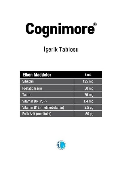 Cognimore Likit 150 ml Sitikolin Fosfatidilserin Taurin Şurup fiyatları