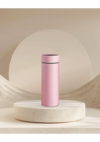 Dereceli Dijital Pembe Paslanmaz Termos 500ML