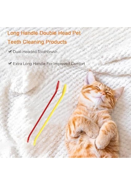 Kyrotech 4’lü Çift Taraflı Kedi ve Köpek Diş Fırçası Seti – Uzun Saplı, Ergonomik, Yumuşak Kıllı, Evcil Hayvan Ağız Bakım Fırçası, Silikon Kaymaz Gövde, Plak Temizliği Için Uygun