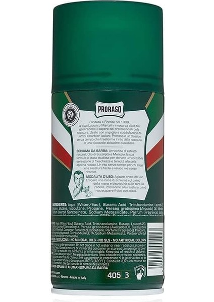 Proraso 2019109 Tıraş Köpüğü, Okaliptüs Yağı ve Mentollü modelleri